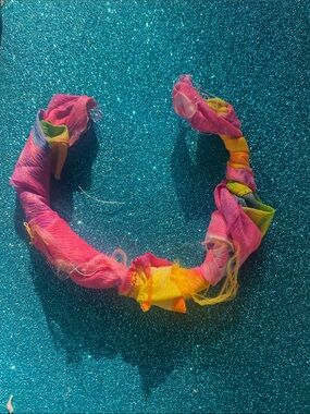 Bright Pink Multicolor Fabric Twist Bracelet